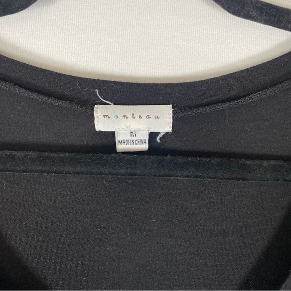 Monteau Black Scoop Neck Shirt Short Sleeve Oversized Studded Size Medium - Picture 4 of 6